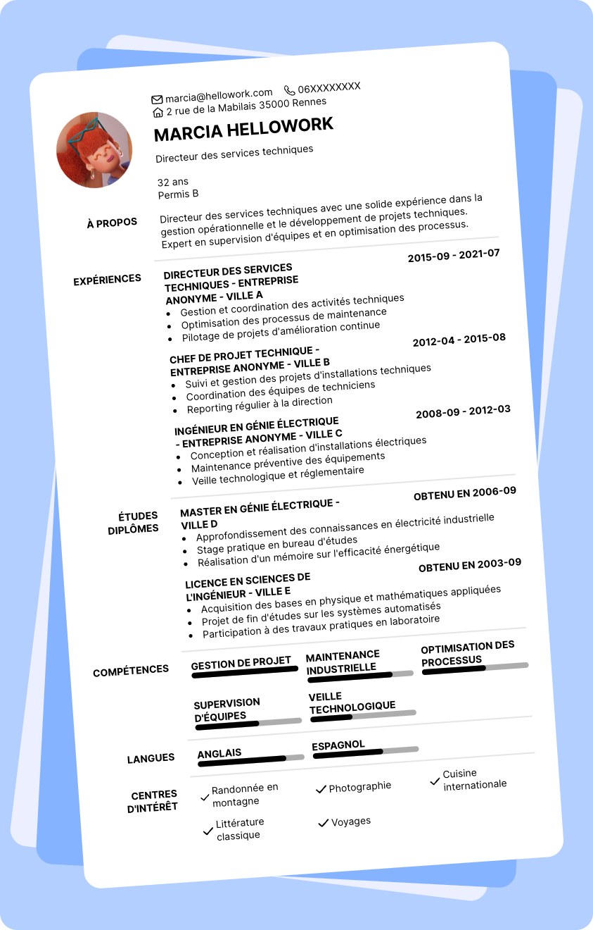 Exemple CV Directeur des services techniques