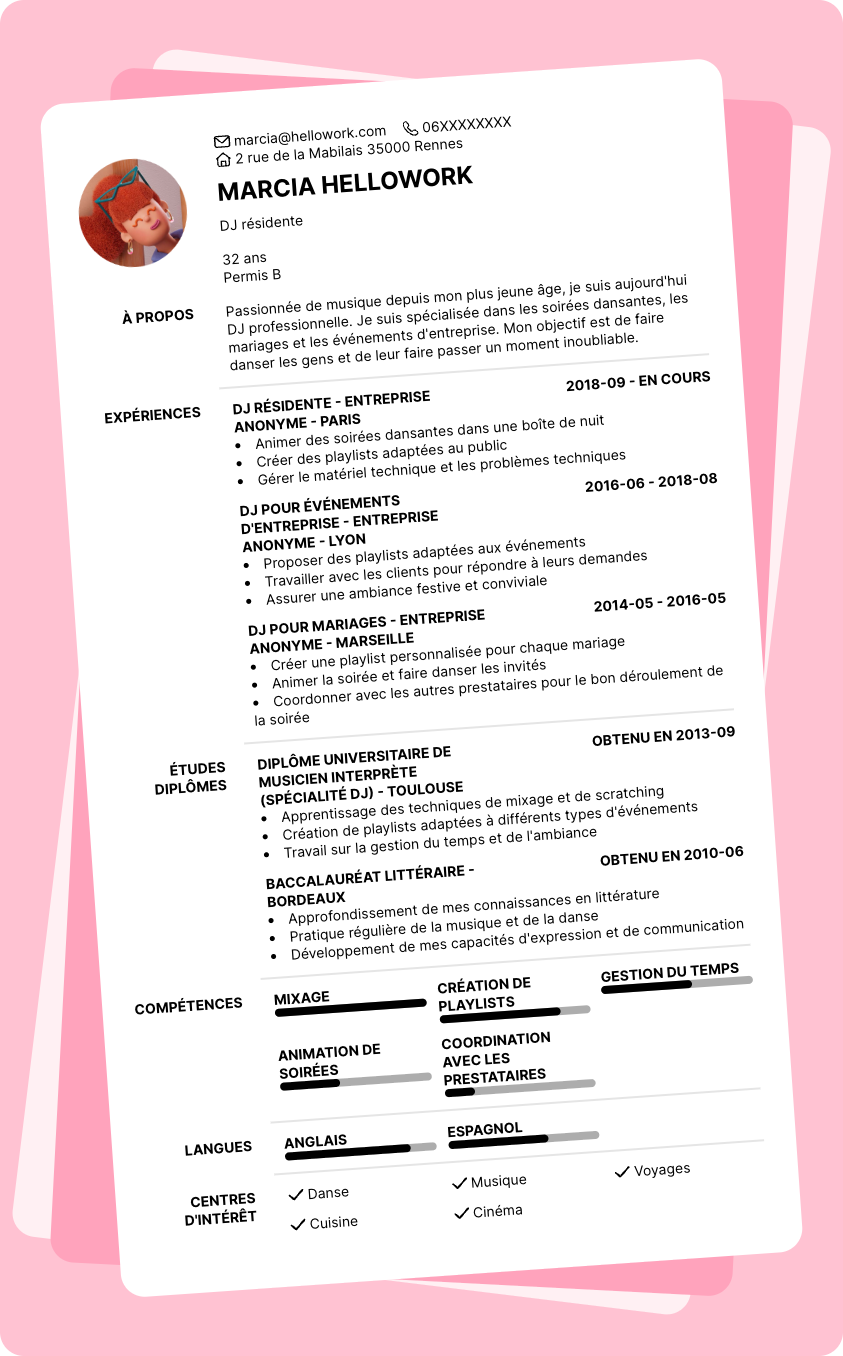 Modèle CV DJ Exemple CV DJ