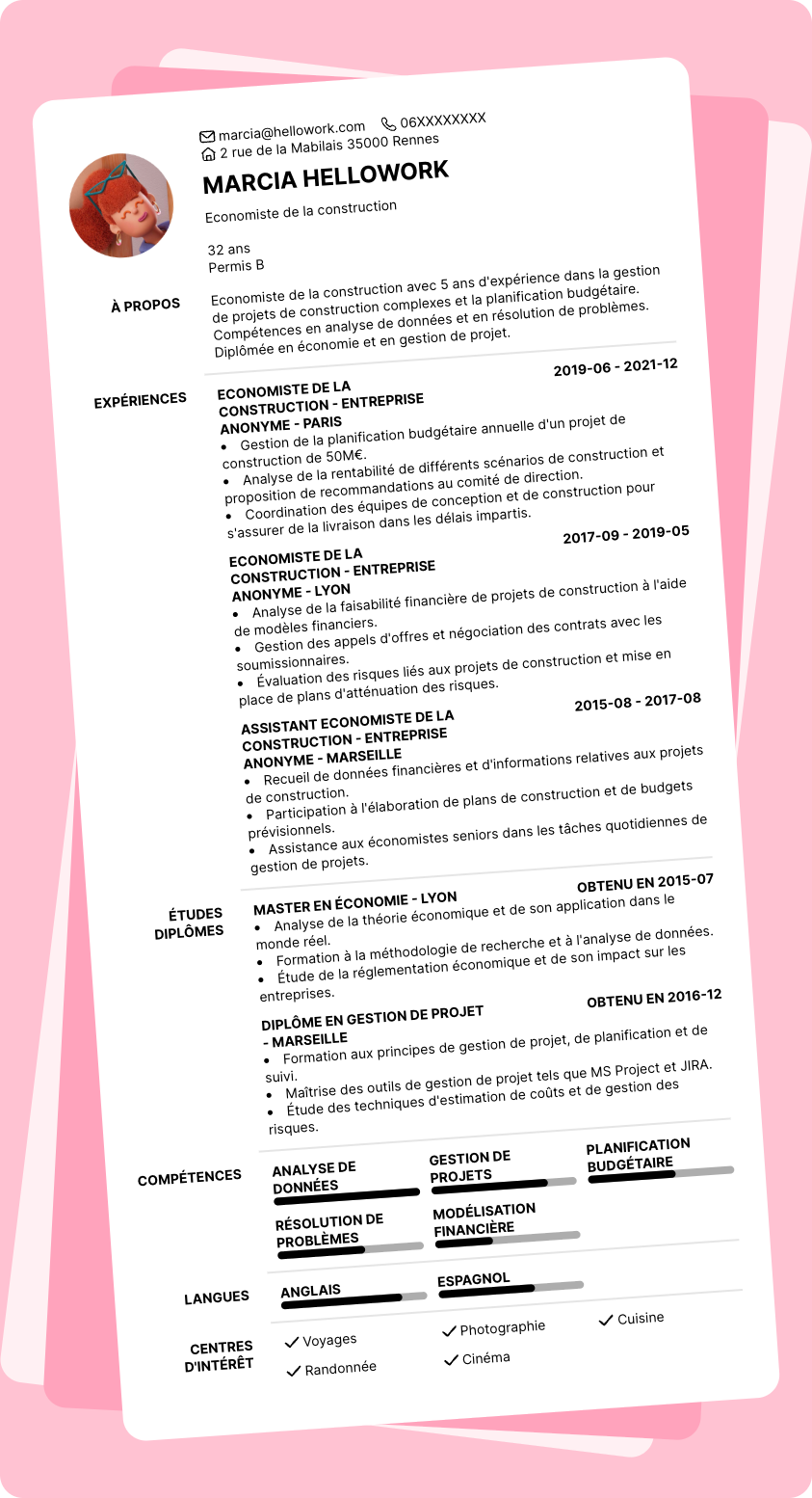 Modèle CV Economiste de la construction Exemple CV Economiste de la construction
