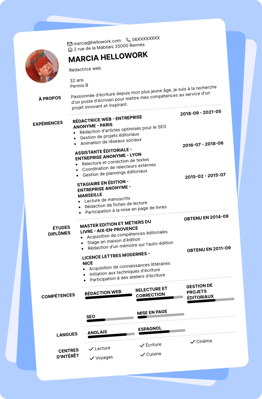 Exemple CV Ecrivain public