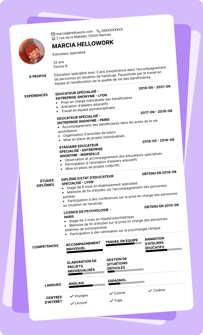 Exemple CV Educateur spécialisé