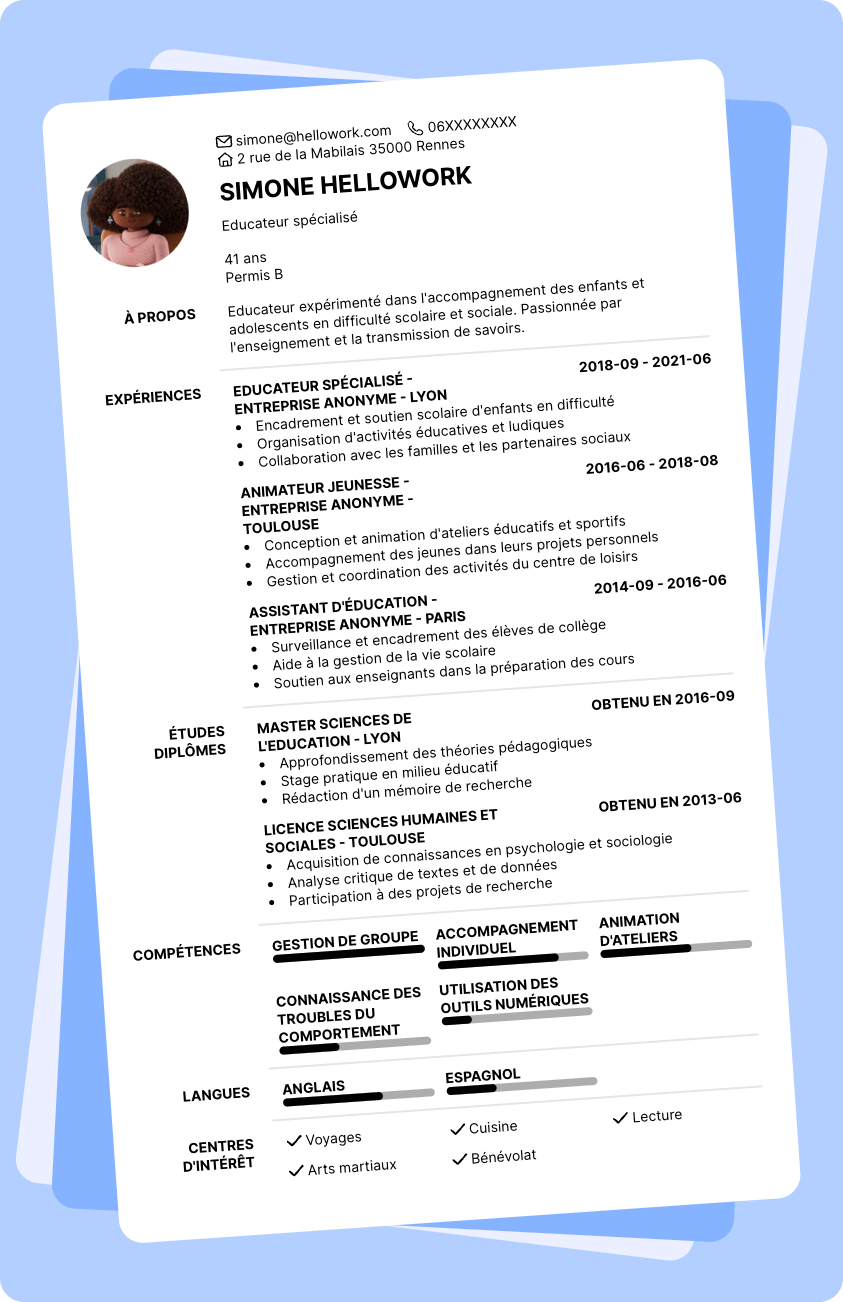 Exemple CV Educateur