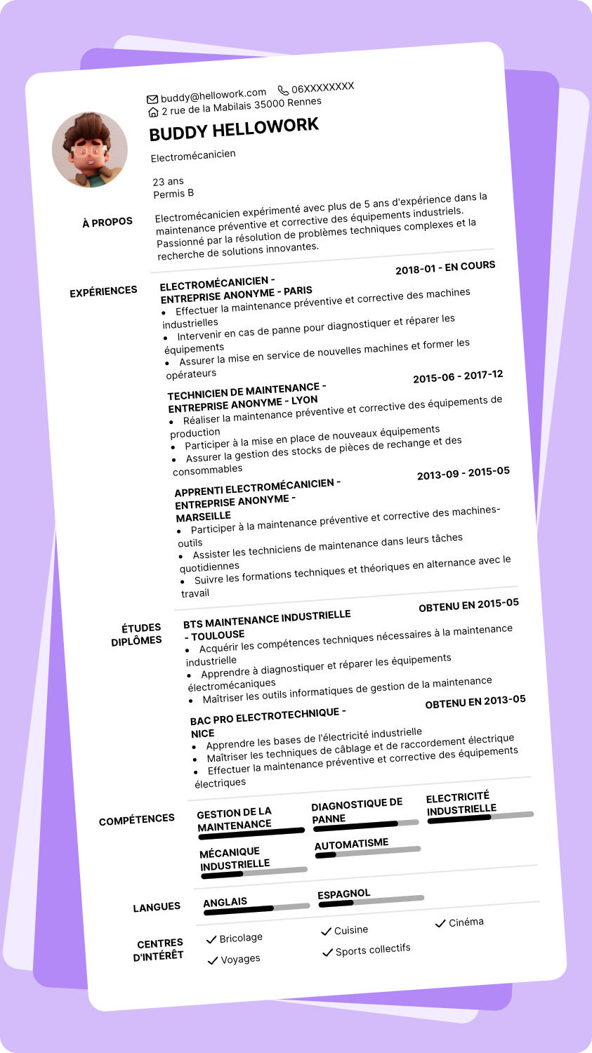 Exemple CV Electromécanicien
