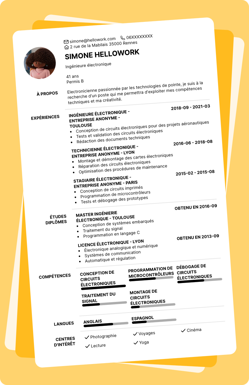 Exemple CV Electronicien