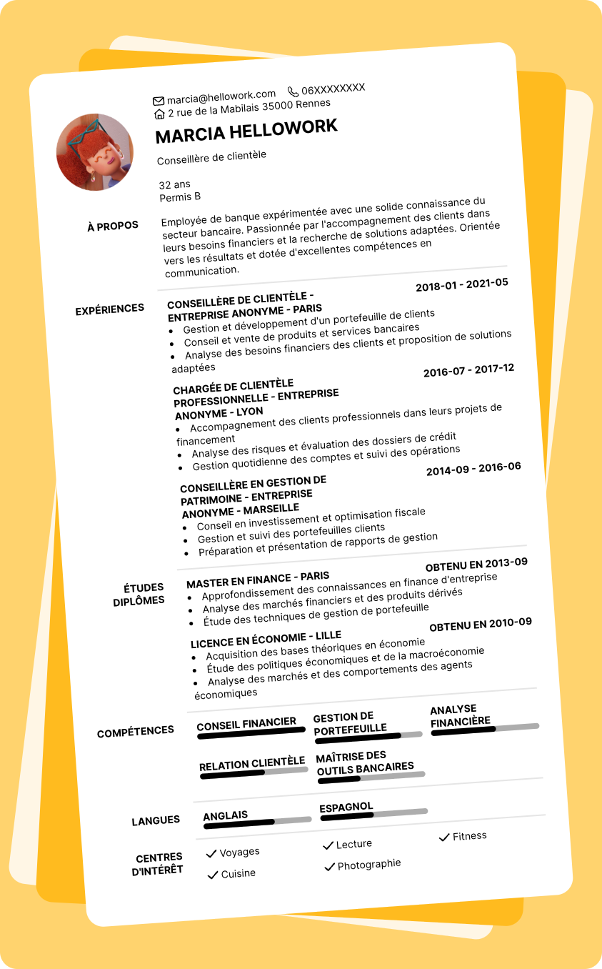 Exemple CV Employé de banque