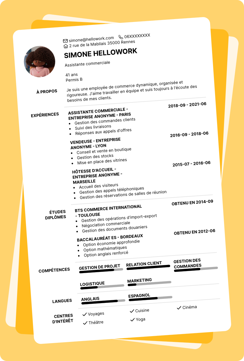Modèle CV Employé de commerce Exemple CV Employé de commerce