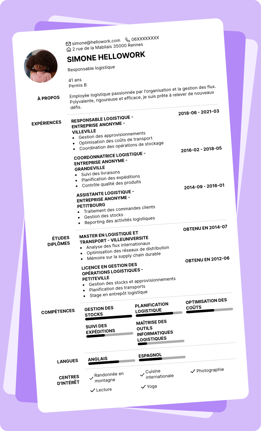 Exemple CV Employé logistique