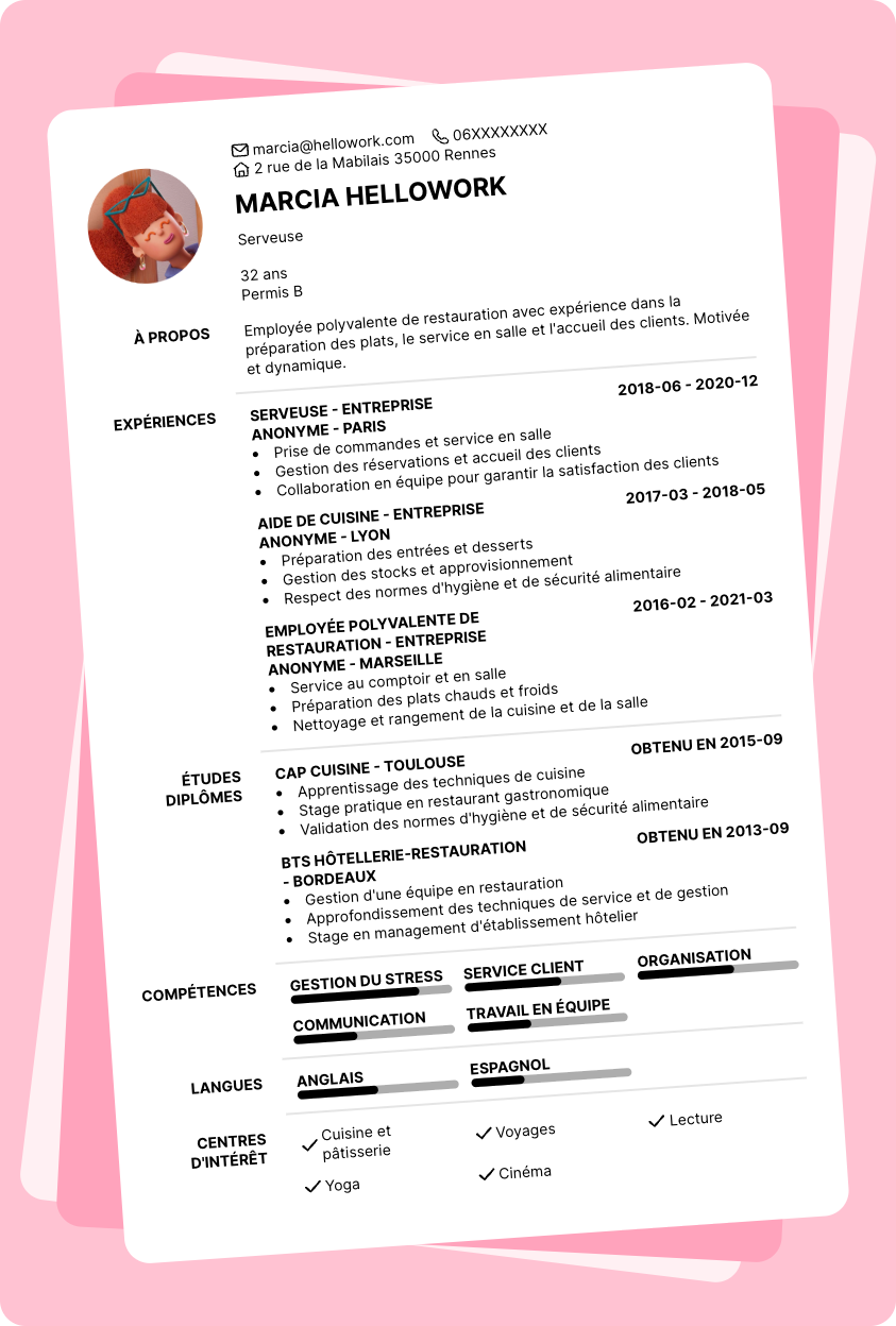 Modèle CV Employé polyvalent de restauration Exemple CV Employé polyvalent de restauration