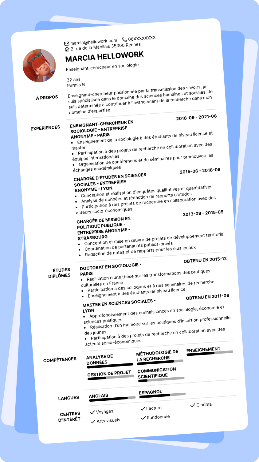 Modèle CV Enseignant-chercheur Exemple CV Enseignant-chercheur