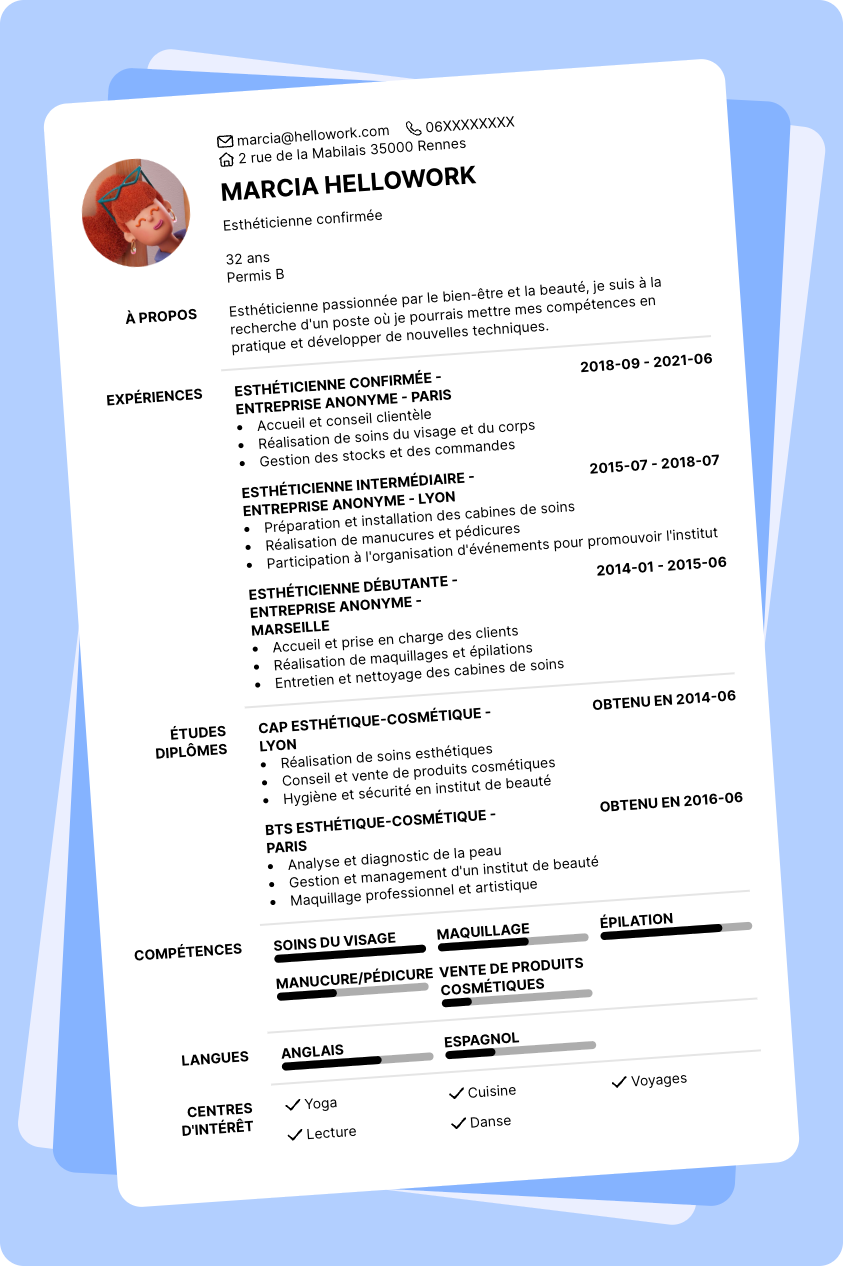 Exemple CV Esthéticienne