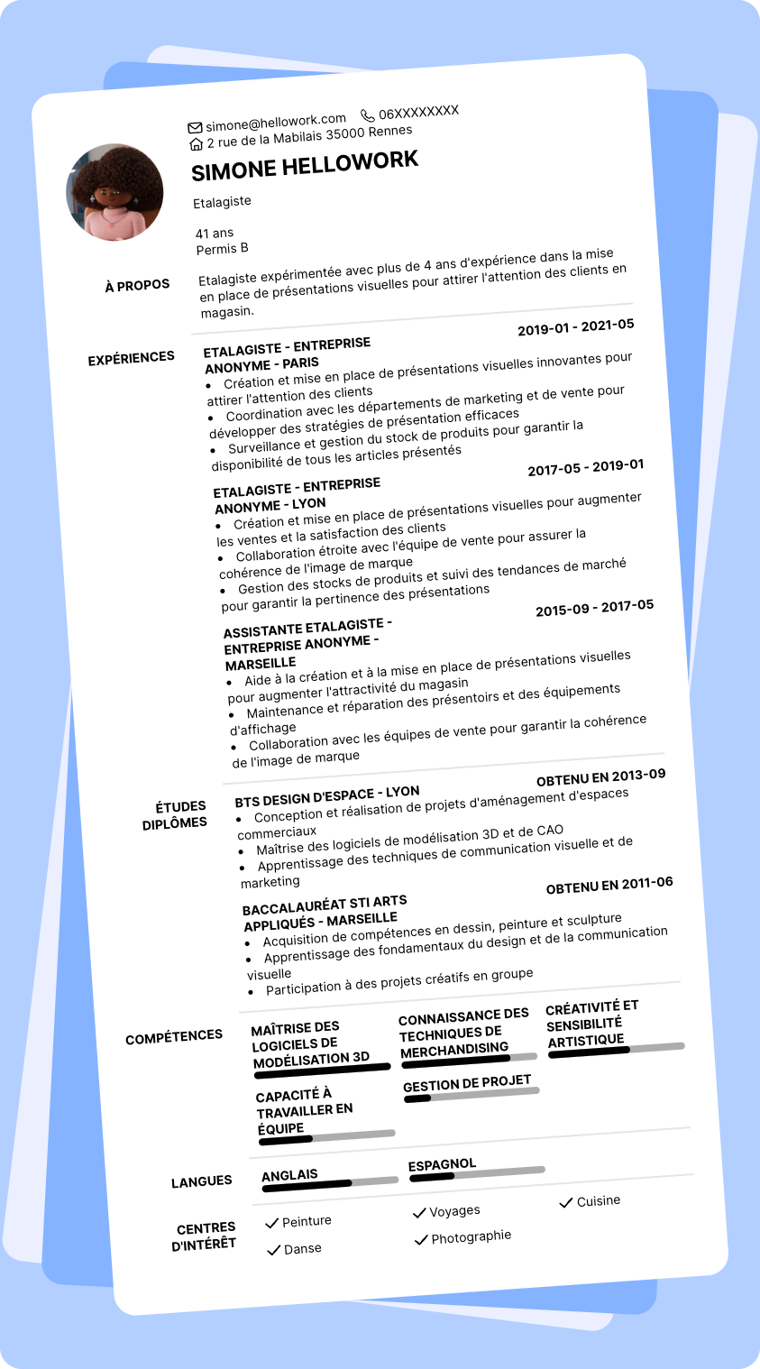 Exemple CV Etalagiste