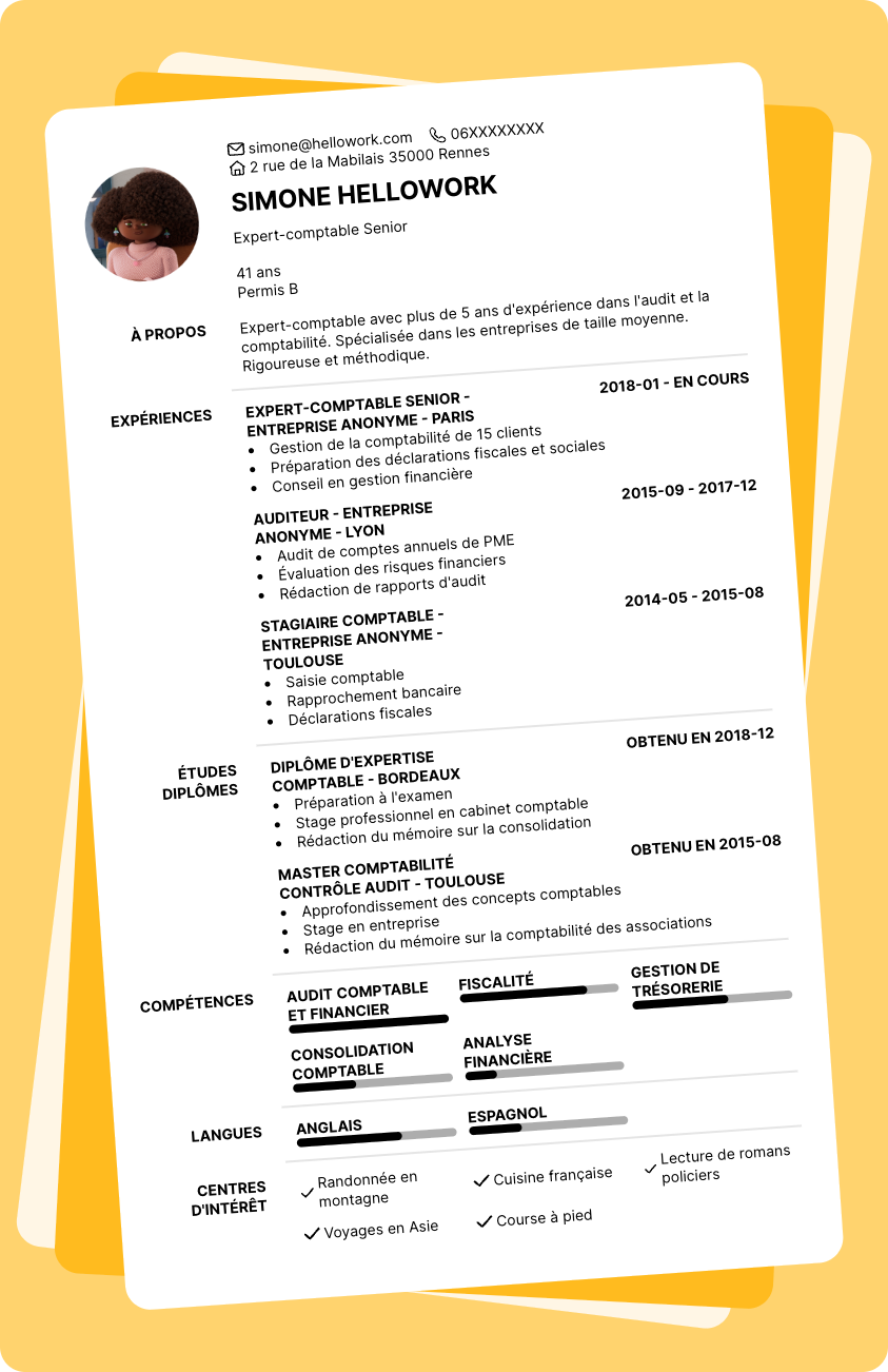 Modèle CV Expert comptable Exemple CV Expert comptable