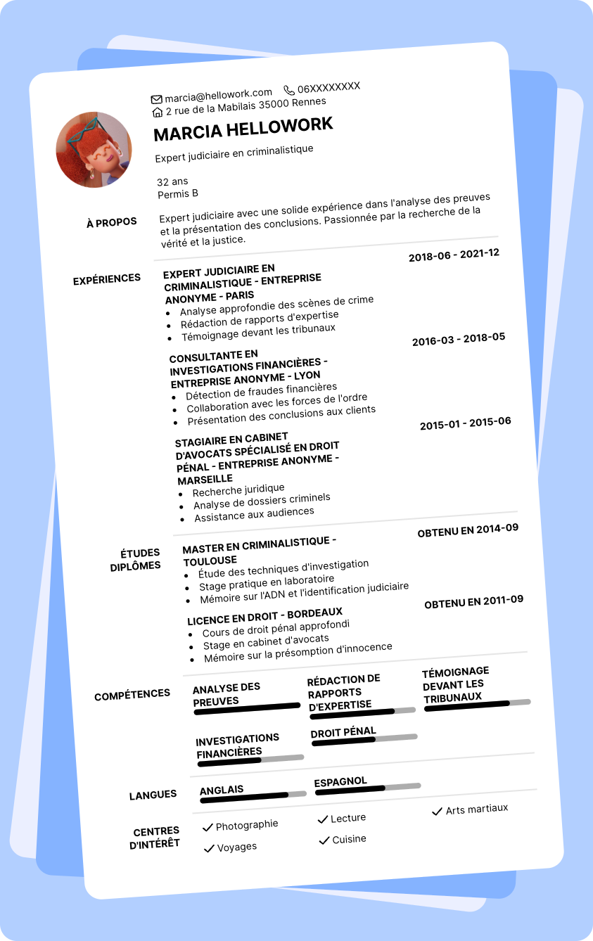 Exemple CV Expert judiciaire