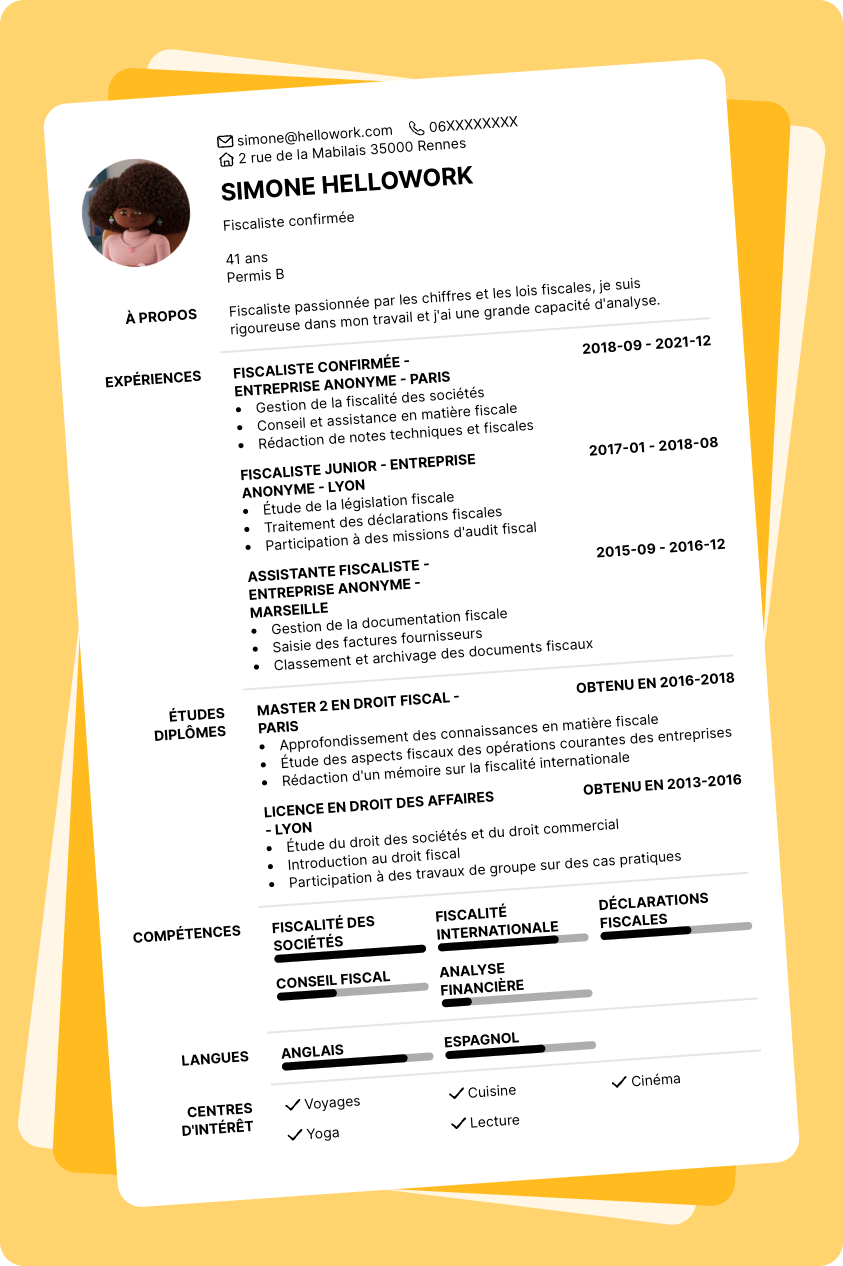Exemple CV Fiscaliste