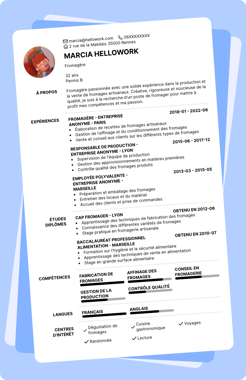 Exemple CV Fromager