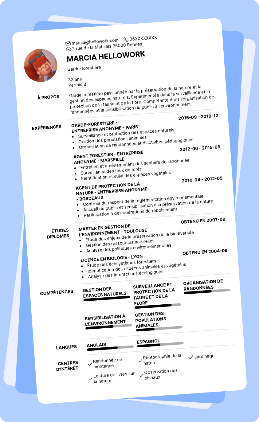 Exemple CV Garde-forestier