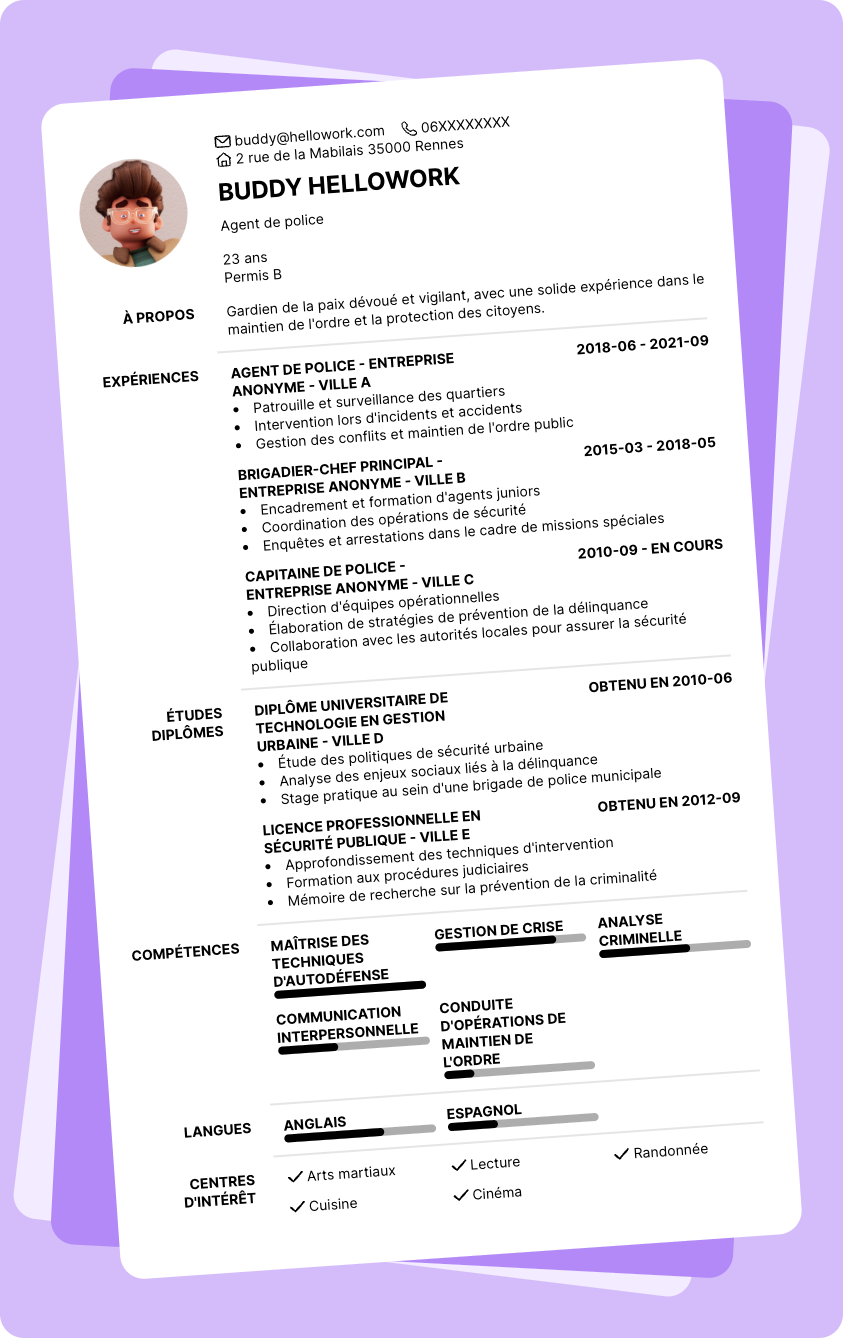 Exemple CV Gardien de la paix