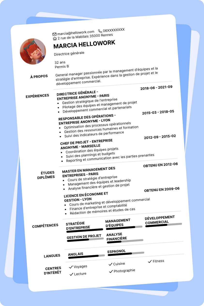Modèle CV General manager Exemple CV General manager