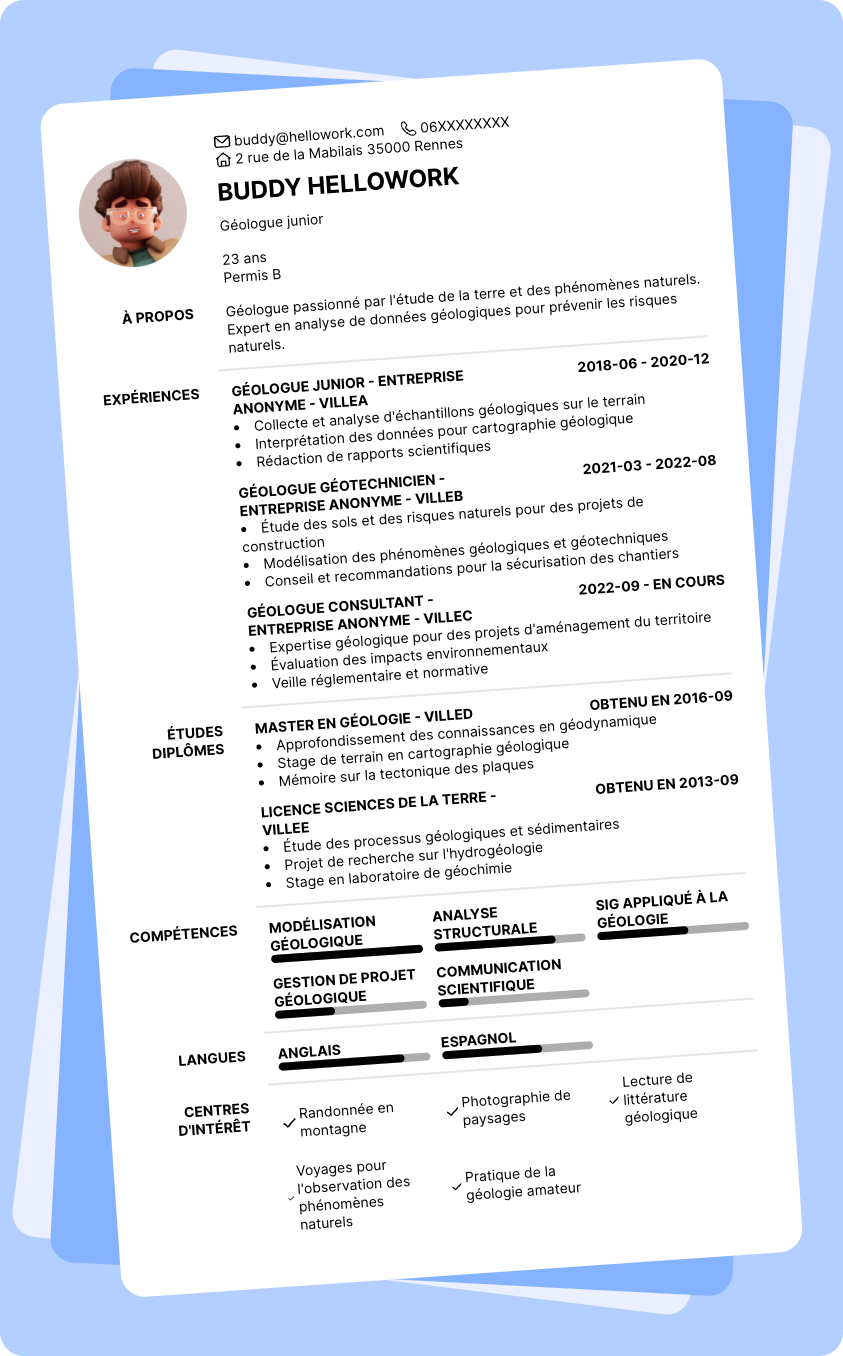 Modèle CV Géologue Exemple CV Géologue