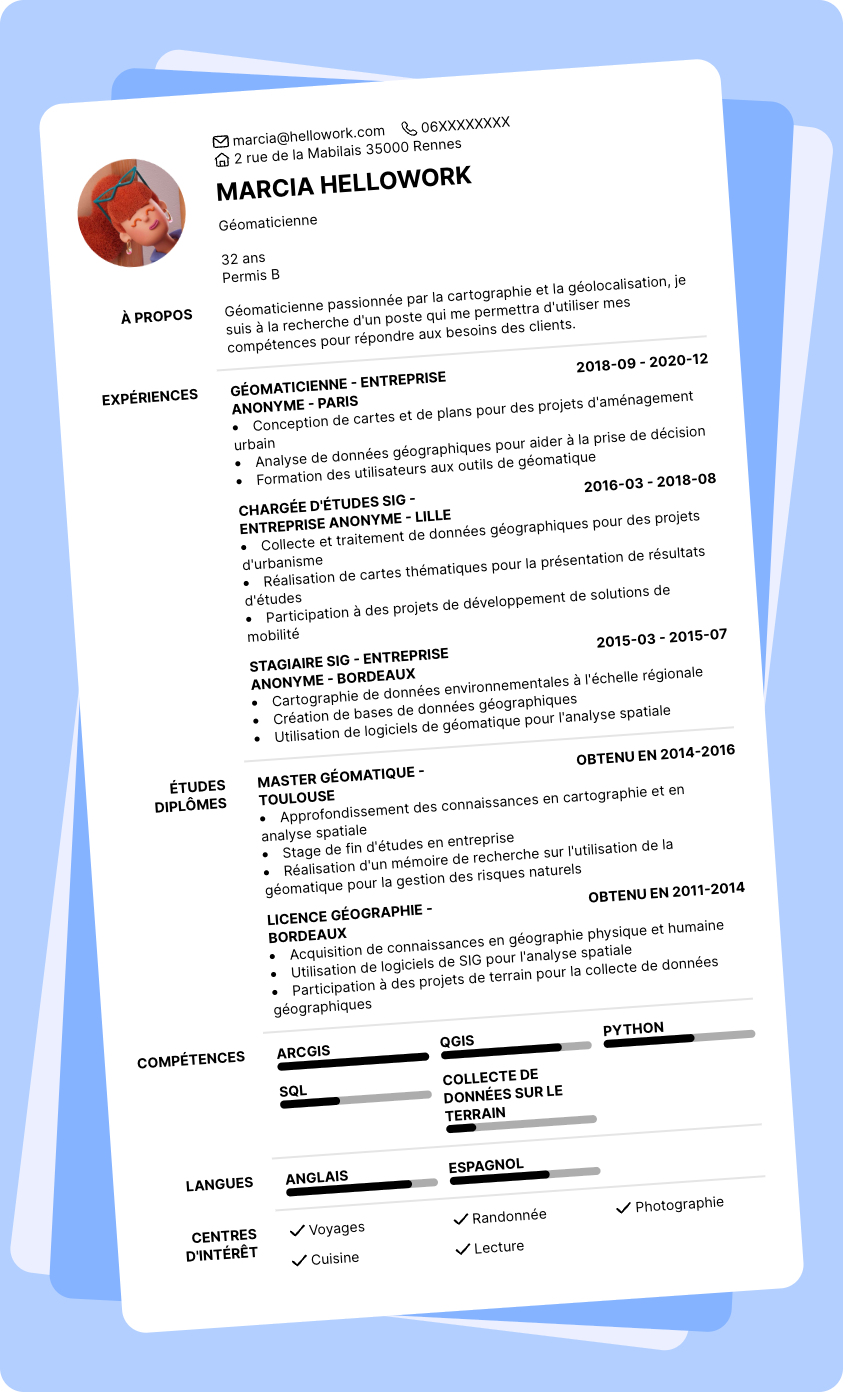 Modèle CV Géomaticien Exemple CV Géomaticien