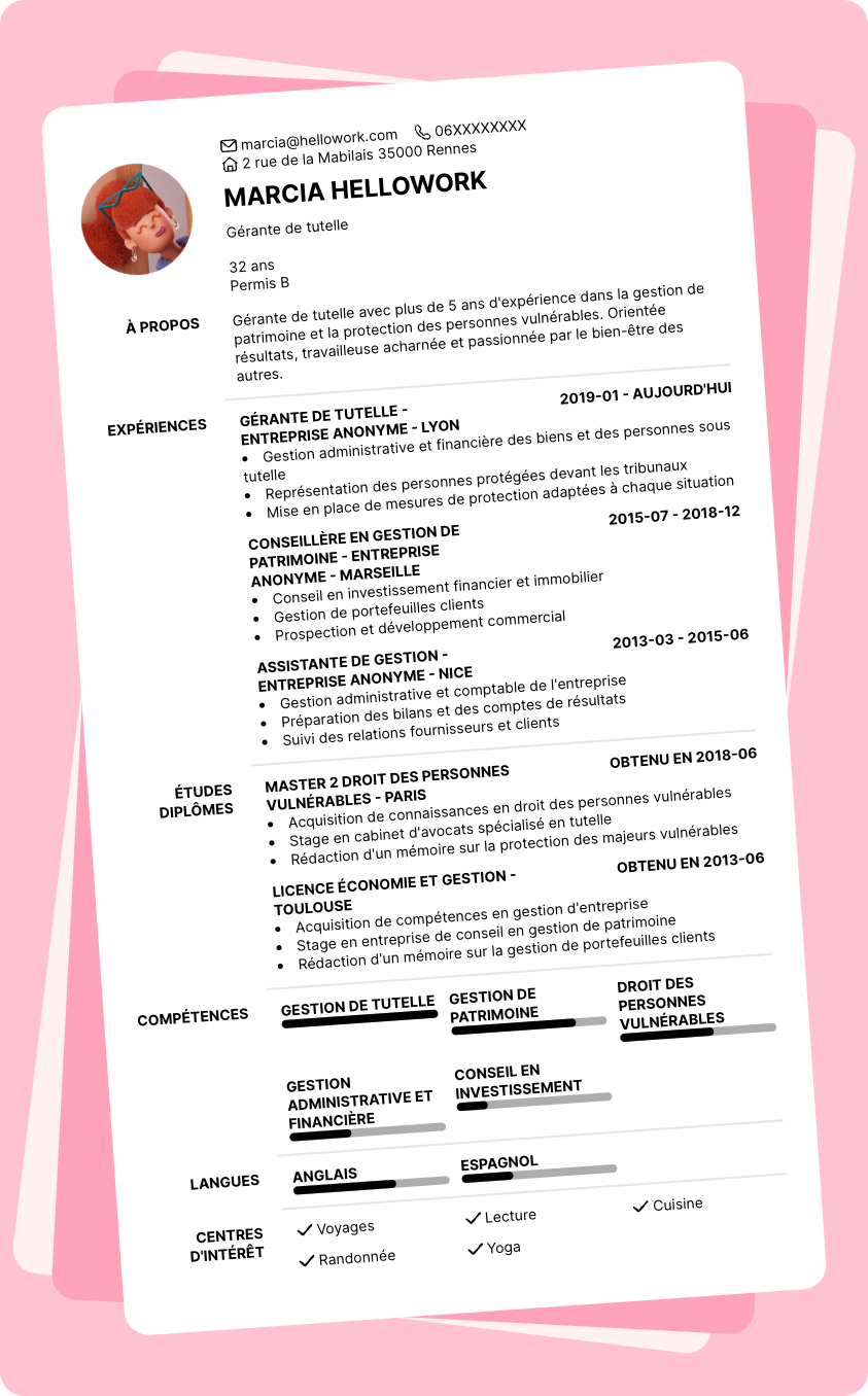 Exemple CV Gérant de tutelle