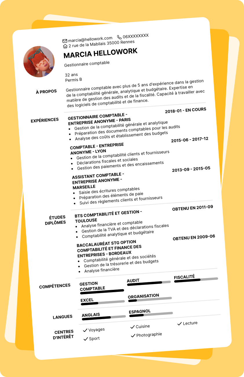 Modèle CV Gestionnaire comptable Exemple CV Gestionnaire comptable
