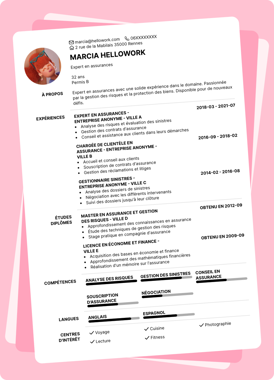 Exemple CV Expert en assurances