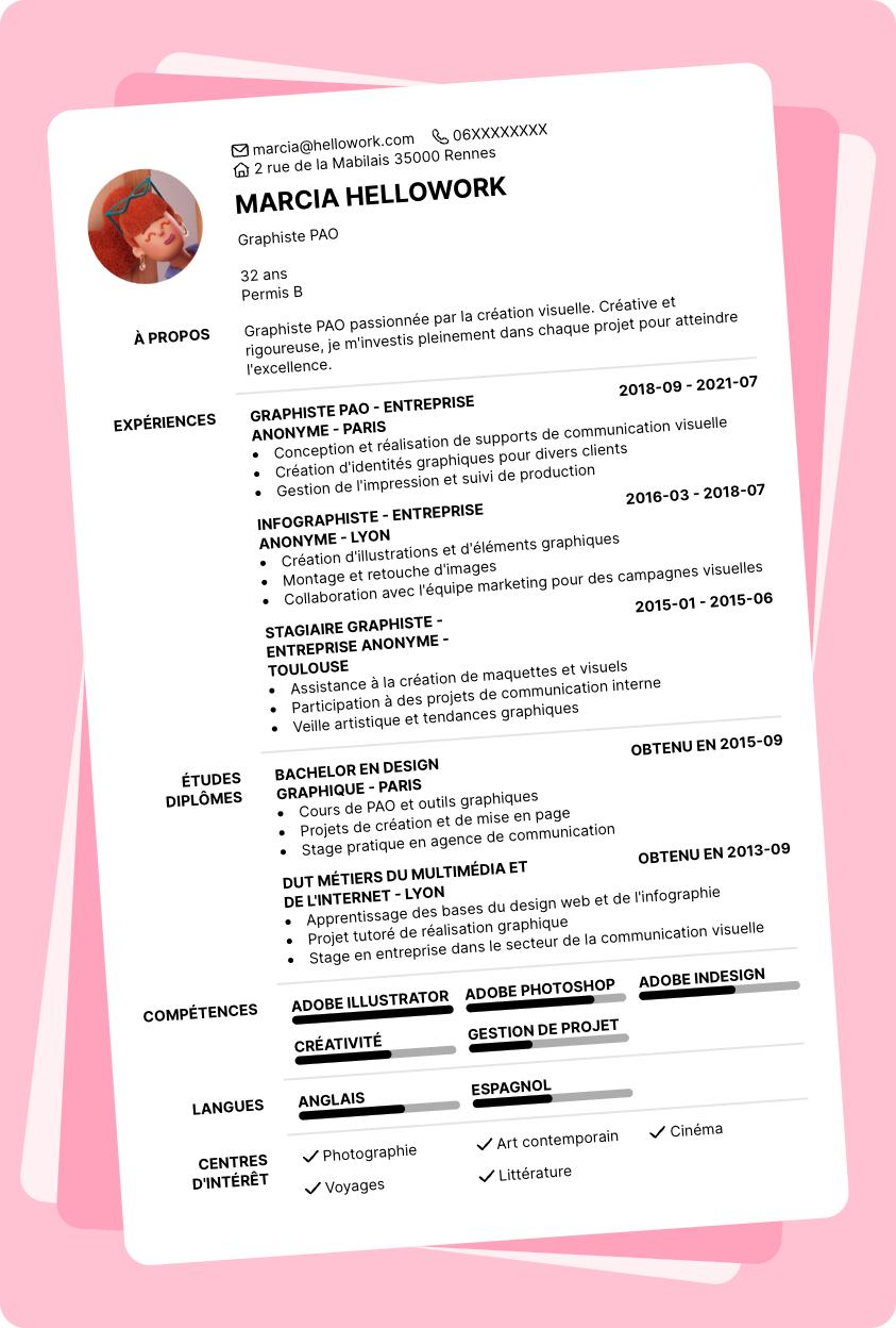 Modèle CV Graphiste PAO Exemple CV Graphiste PAO