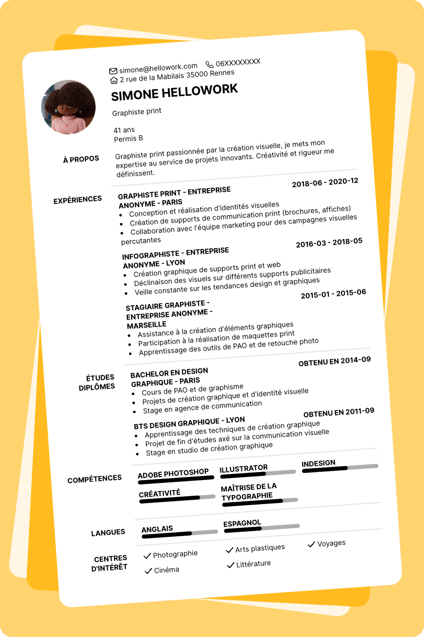 Exemple CV Graphiste print
