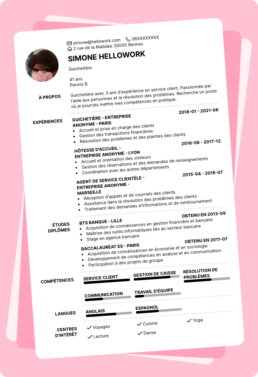 Modèle CV Guichetier Exemple CV Guichetier