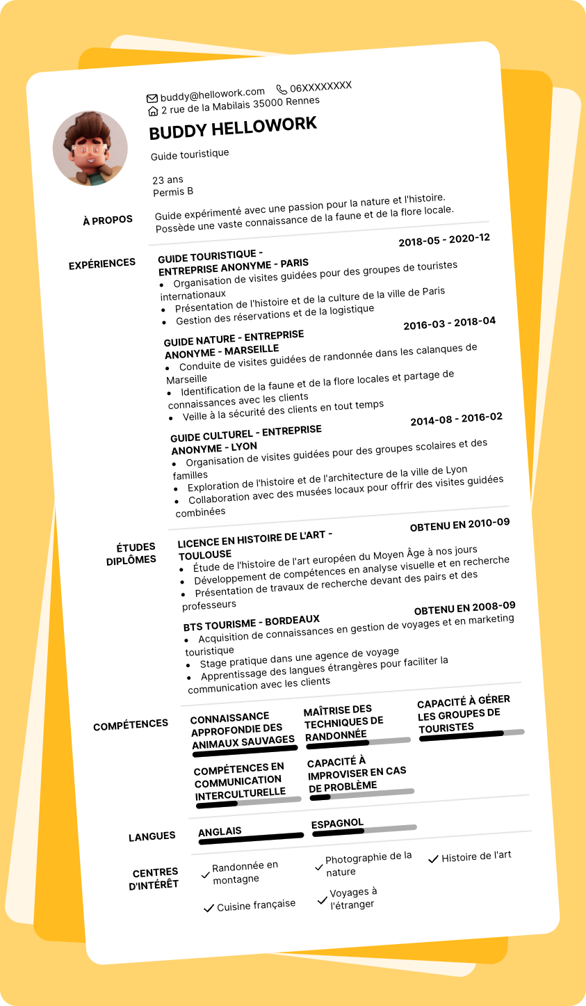 Exemple CV Guide touristique