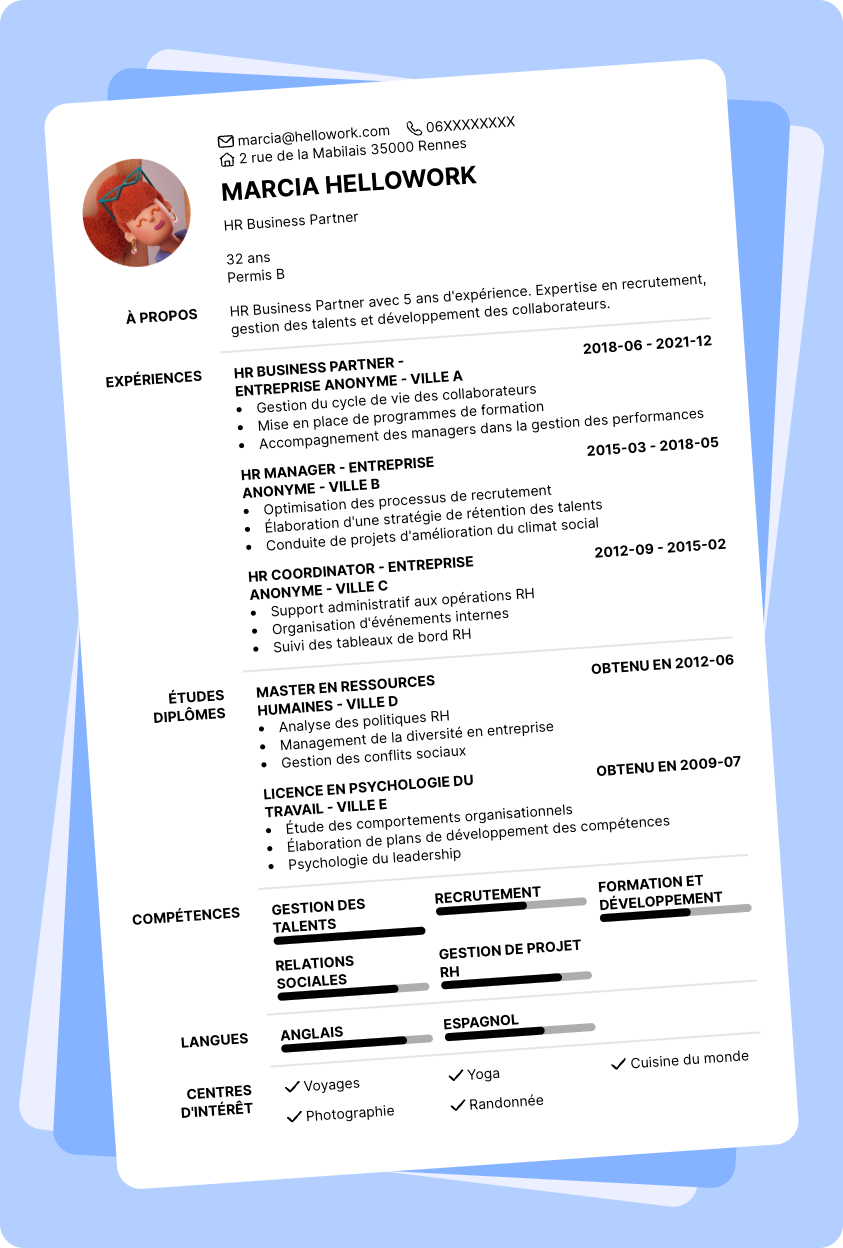 Modèle CV HR Business Partner Exemple CV HR Business Partner