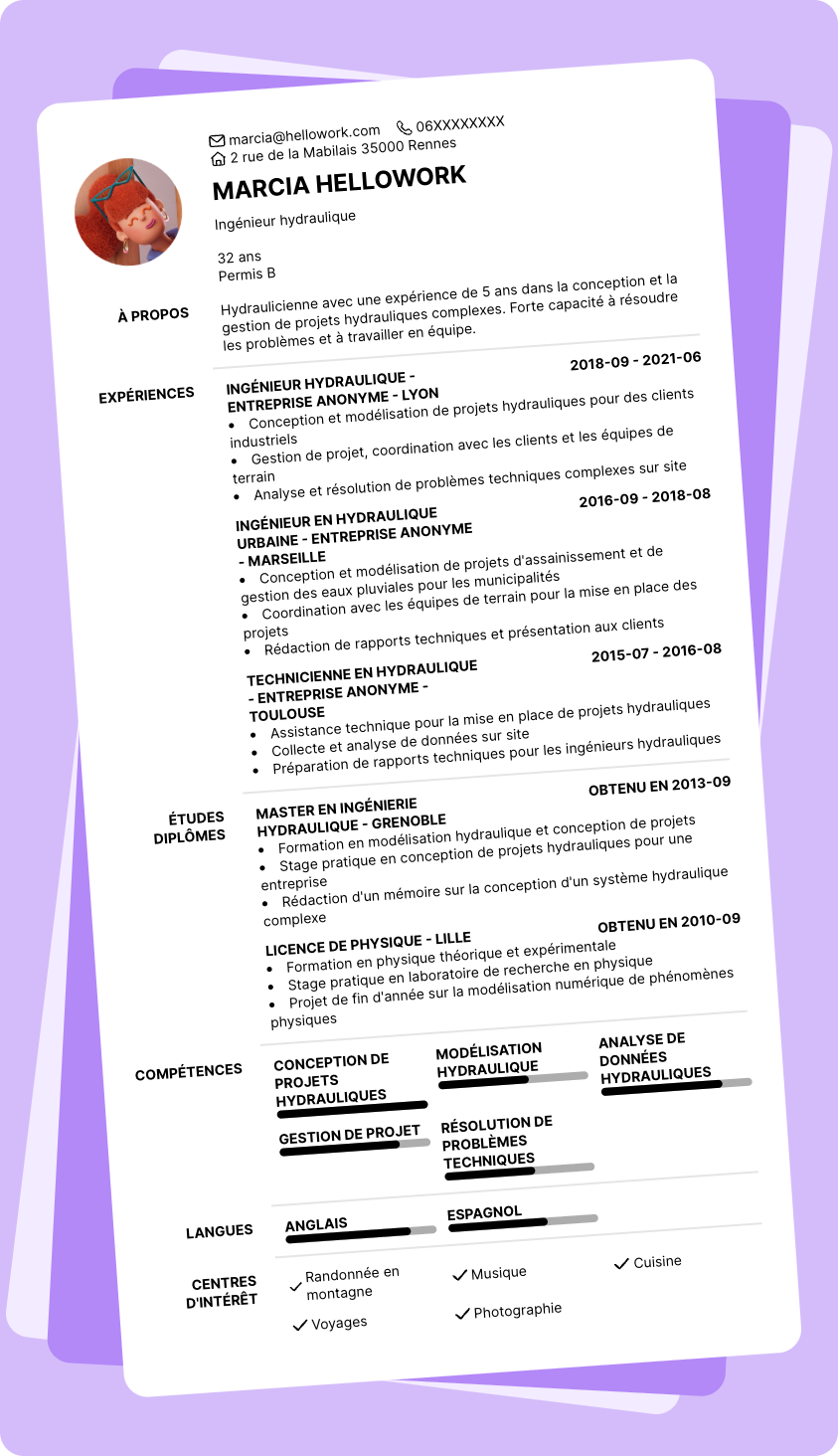 Modèle CV Hydraulicien Exemple CV Hydraulicien