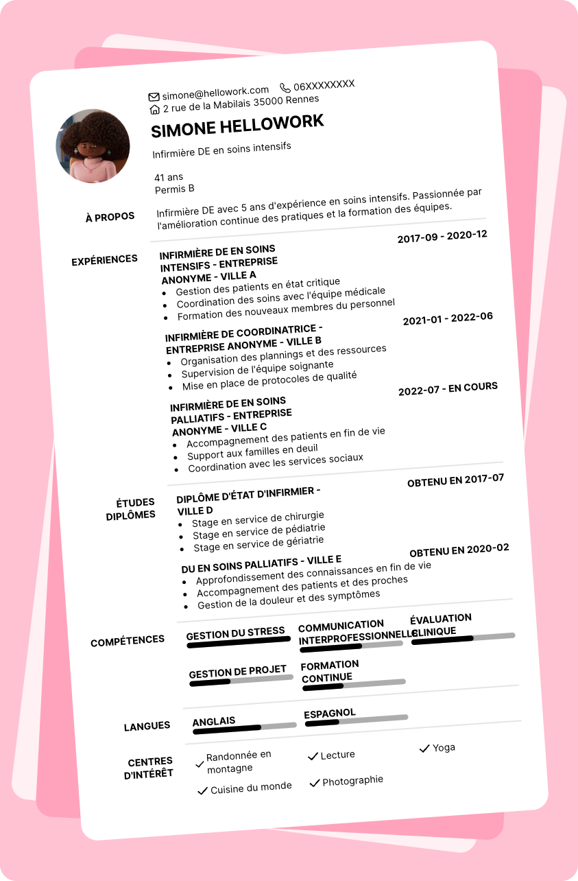 Modèle CV IDEC Exemple CV IDEC