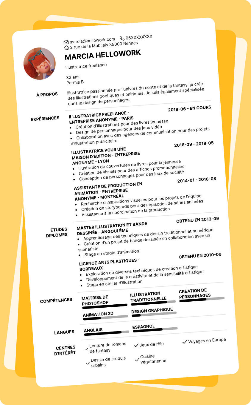 Modèle CV Illustrateur Exemple CV Illustrateur