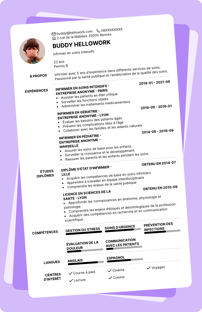 Modèle CV Infirmier Exemple CV Infirmier