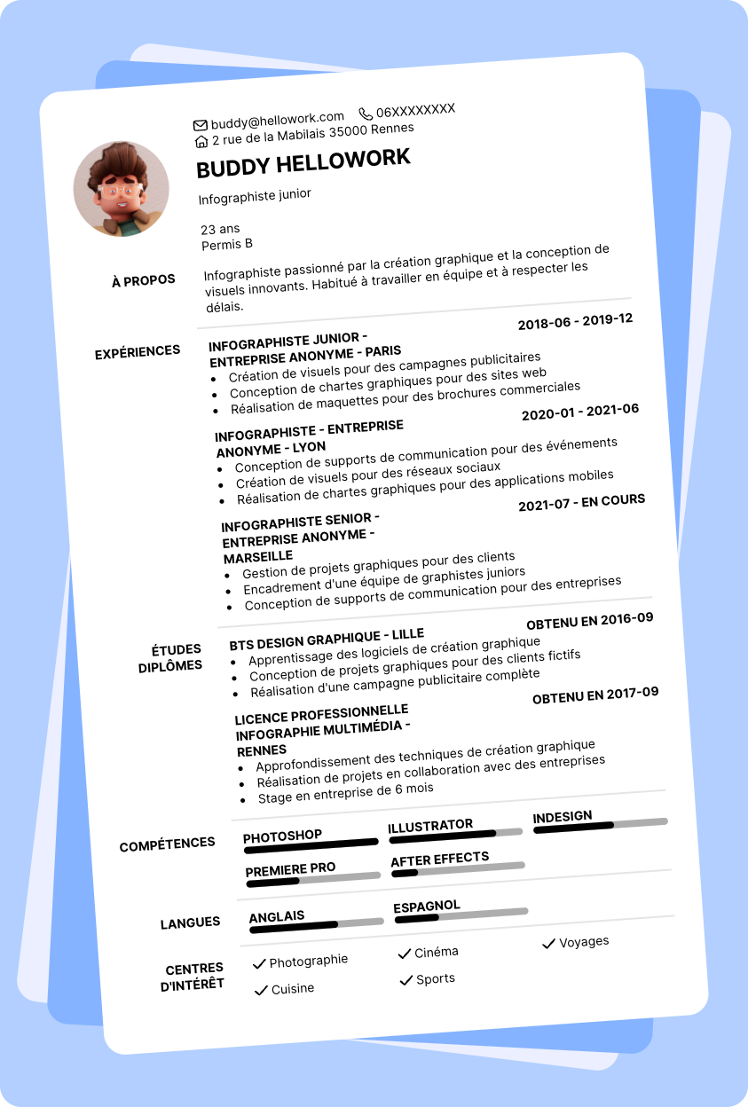 Modèle CV Infographiste Exemple CV Infographiste