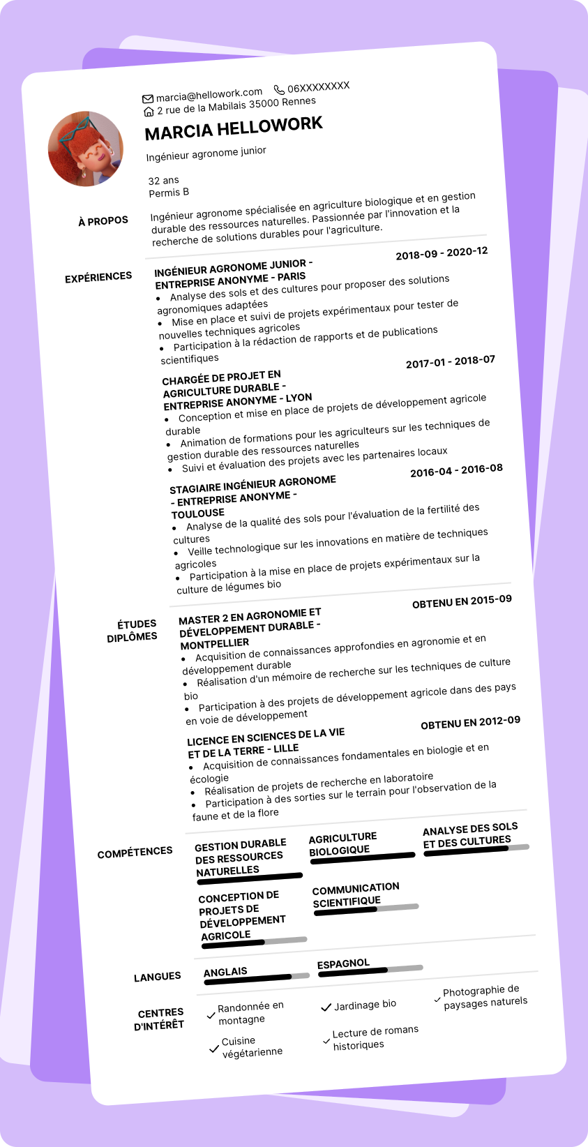 Modèle CV Ingénieur agronome Exemple CV Ingénieur agronome