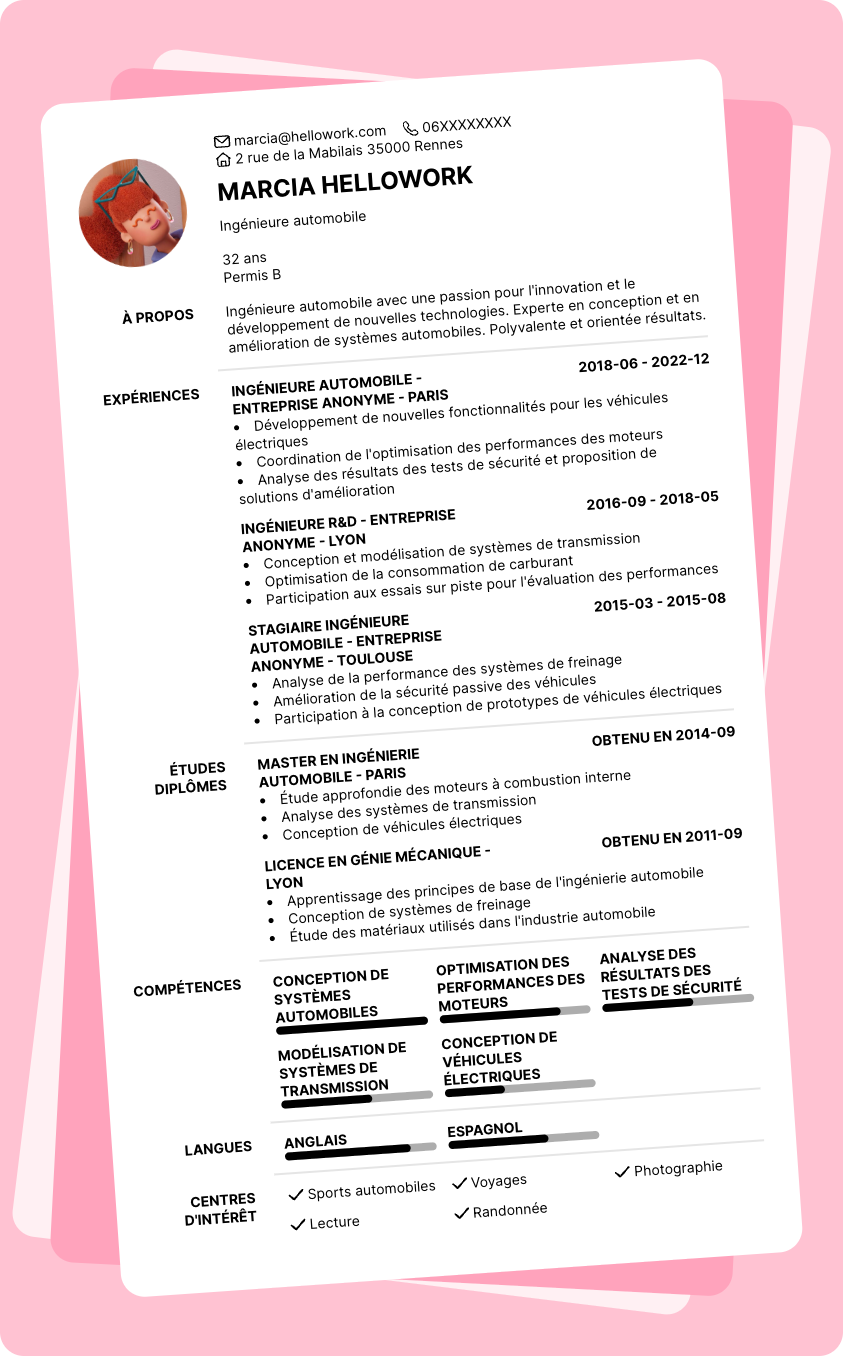 Exemple CV Ingénieur automobile