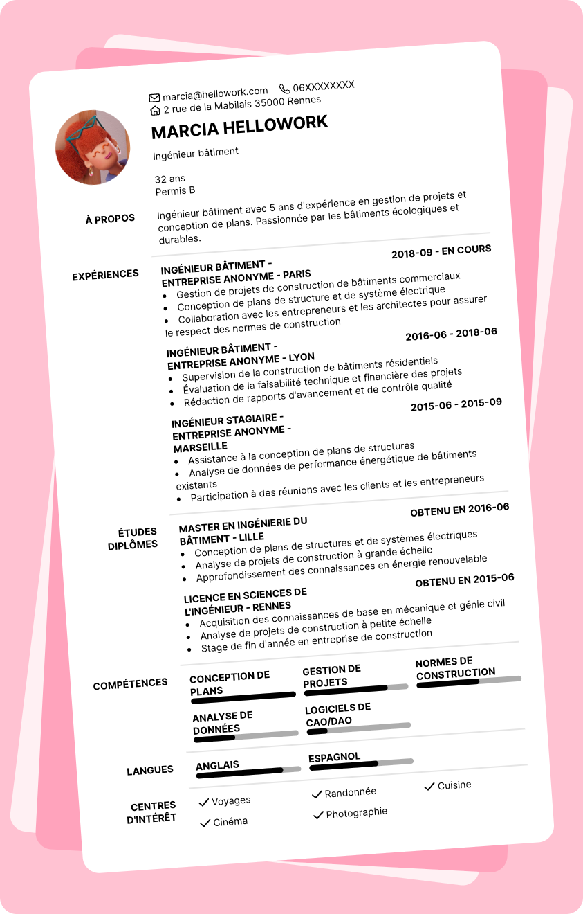Modèle CV Expert bâtiment Exemple CV Expert bâtiment