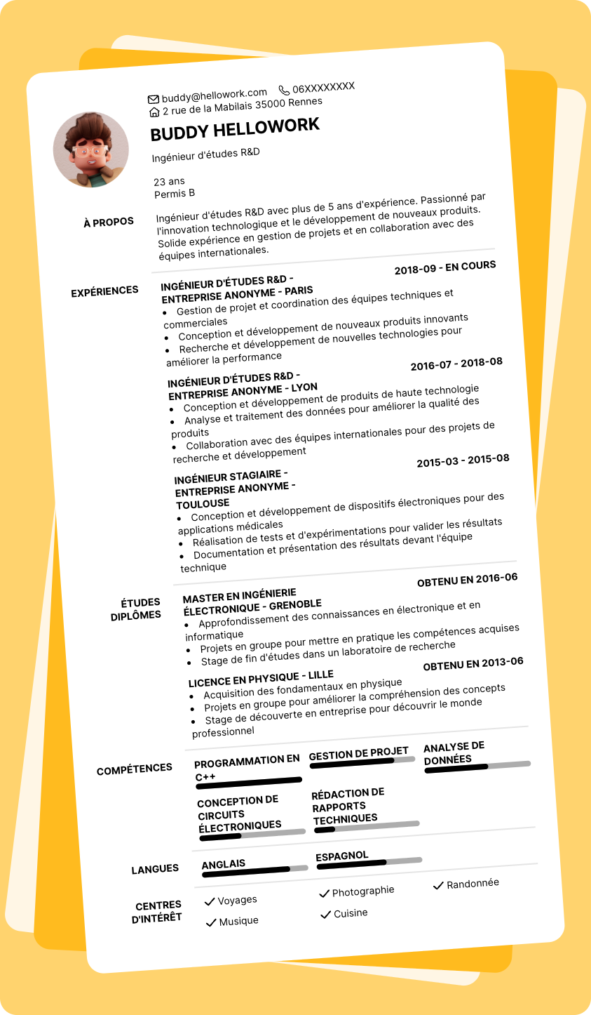 Modèle CV Ingénieur projet Exemple CV Ingénieur projet