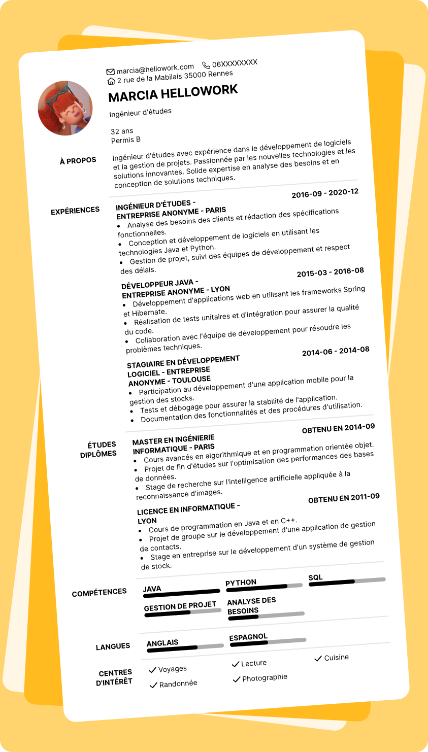 Exemple CV Ingénieur d'études