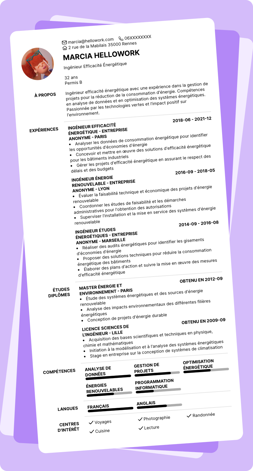 Modèle CV Ingénieur efficacité énergétique Exemple CV Ingénieur efficacité énergétique