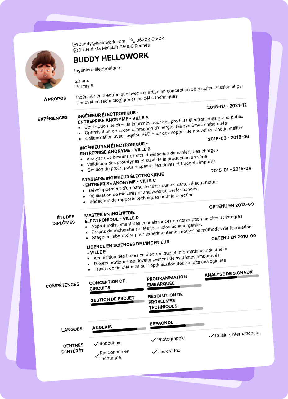 Exemple CV Ingénieur en électronique