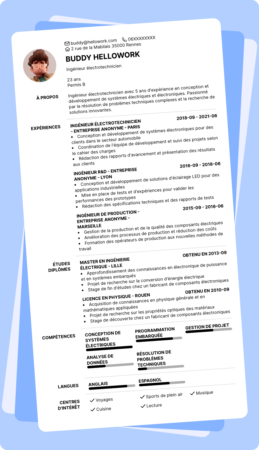 Modèle CV Ingénieur électrotechnicien Exemple CV Ingénieur électrotechnicien