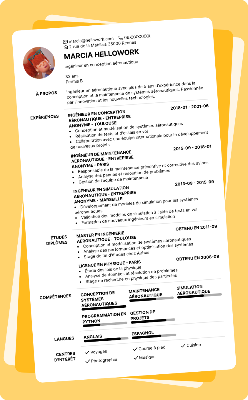 Exemple CV Ingénieur aéronautique