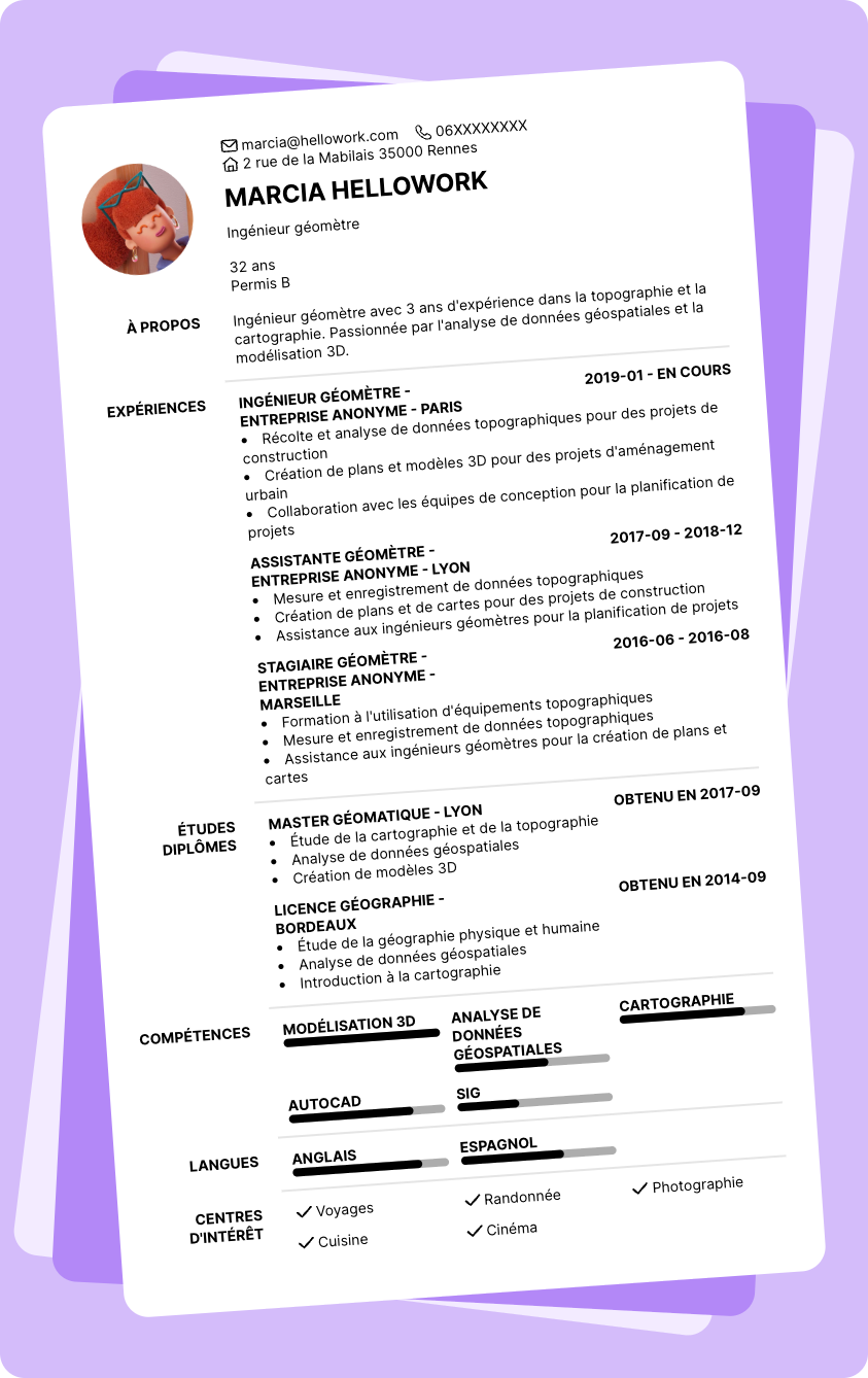 Modèle CV Ingénieur géomètre Exemple CV Ingénieur géomètre