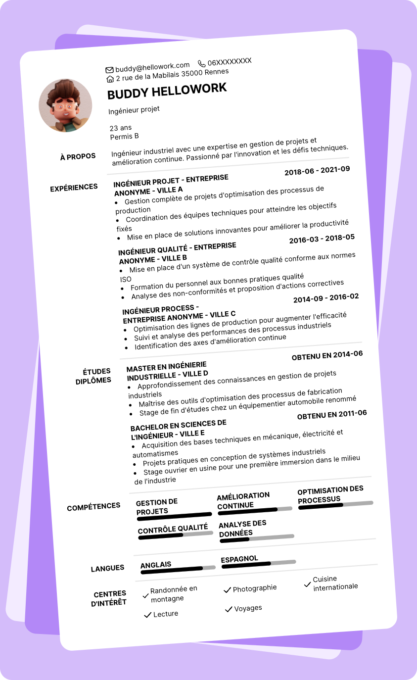 Exemple CV Ingénieur industriel