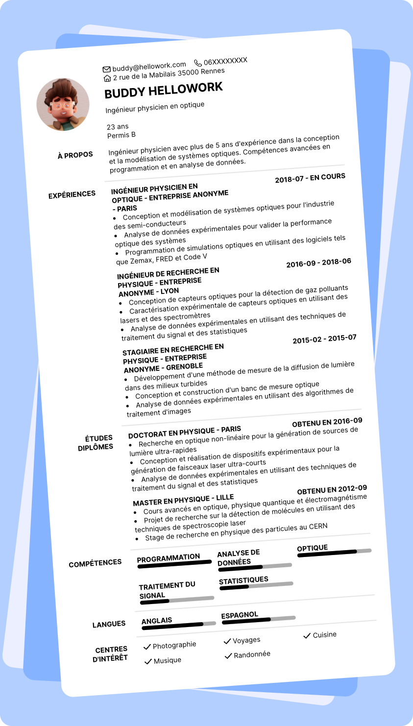 Modèle CV Ingénieur physicien Exemple CV Ingénieur physicien