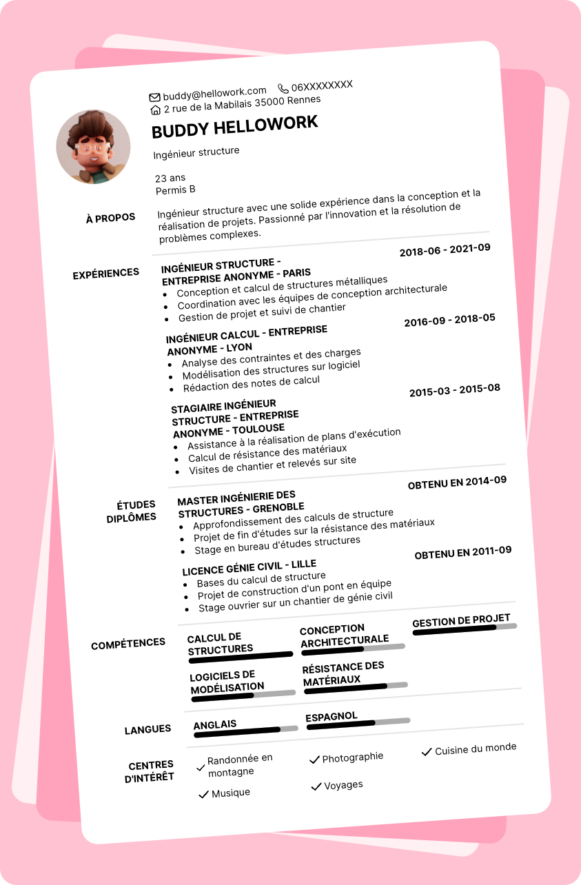Exemple CV Ingénieur structure